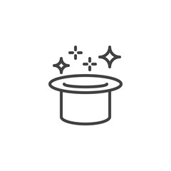 Magic hat outline icon. linear style sign for mobile concept and web design. Magic show simple line vector icon. Symbol, logo illustration. Pixel perfect vector graphics