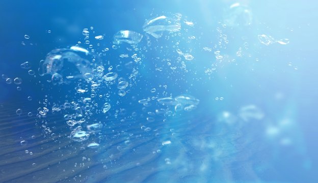 Bubbles in blue water
