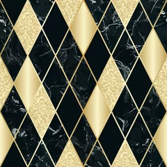 Tuinposter Marble Luxury Geometric Seamless Pattern © kronalux