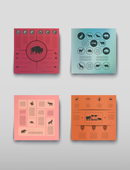 Poster infographics wild animals on a blurry background in an abstract style