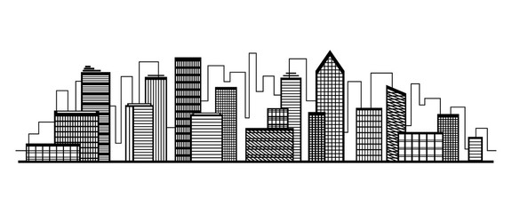 Fototapeta premium Vector city silhouette icon with windows. Vector Illustration