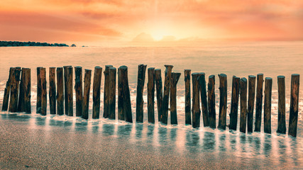 sunset dockyard sea
