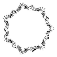 beautiful flower and leafs frame vector illustration design