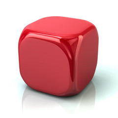 Red cube 3d illustration on white background