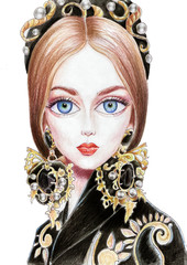 The girl with big earrings in color (21)