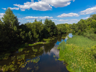 Summer landscape with river in Russia