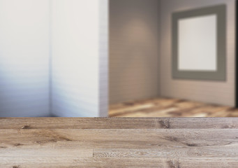 Background with empty wooden table. Flooring.