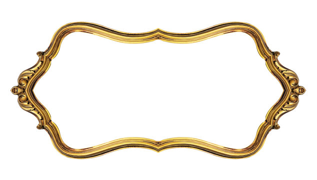 Gold vintage frame isolated on white background, included clipping path