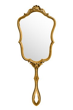 Fototapeta Vintage hand mirror isolated on white, included clipping path