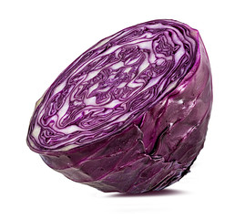 Fresh red cabbage isolated on white background with clipping path