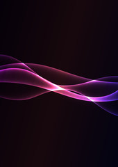 violet flame curve layer overlap in dark background, wave transparent backdrop, simple technology template, vector illustration