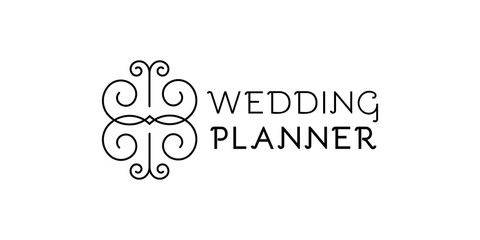 Wedding planner logo. Flourish symbol. Abstract element for template. Vector illustration, flat design