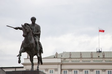 Statue of Prince Jozef Poniatowski in Warsaw, Poland, Europe - obrazy, fototapety, plakaty