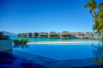 overwater bungalows in Moorea, French Polynesia