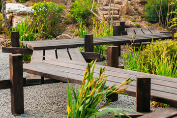 Naklejka premium beautiful japanese stone garden landscape in summer