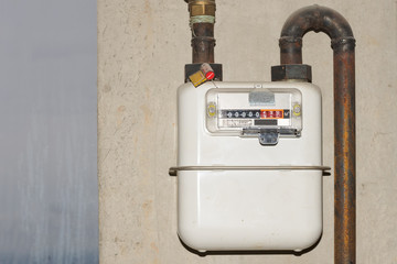Household gas meter in the house.