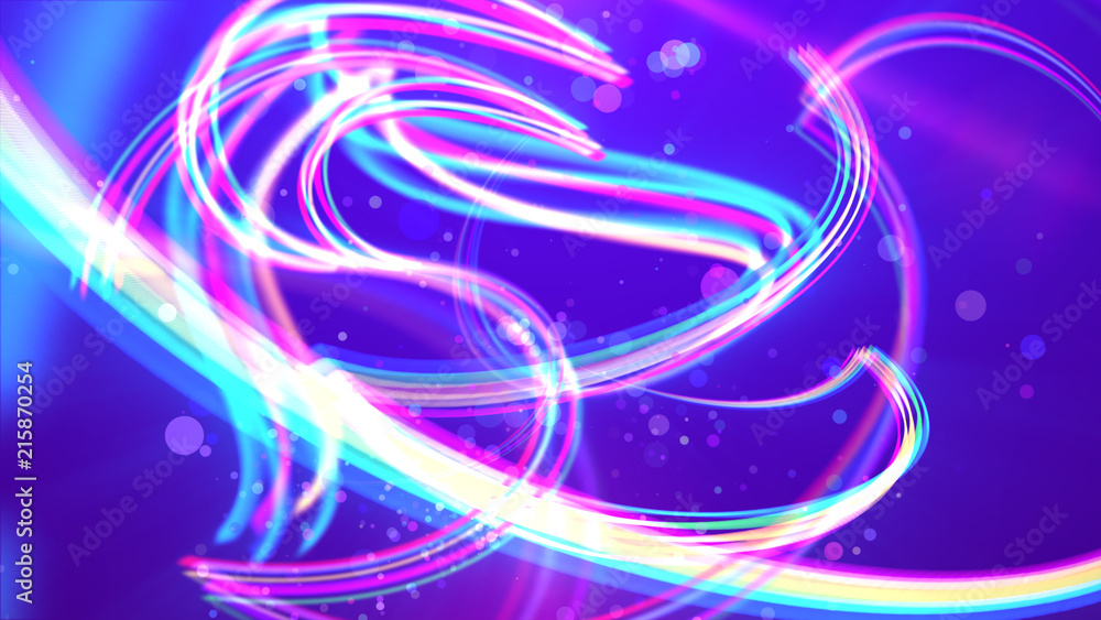 Poster arty stripes curl in the violet background
