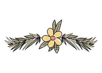 beautiful flower and leafs wreath vector illustration design