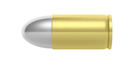 Gold silver bullet isolated on white background. 3d illustartion
