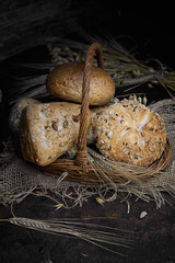 Baked breads in basket