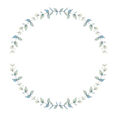 Elegant watercolor flowers circle  frame