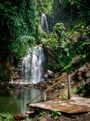 Small tropical waterfall in Guanacaste province in Costa Rica near Rincon De La Vieja volcano