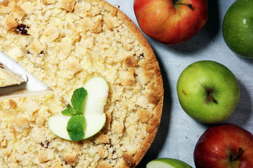 Apple pie or homemade cake with apples. Delicous dessert apple tart