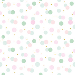 Glitter confetti polka dot seamless pattern background. Pink and pastel blue trendy colors. For birthday, valentine and scrapbook design.
