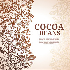 Cacao beans plant, Vector exotic cacao plants