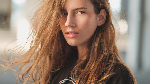 Close Up Portrait Of Beautiful Brunette Model