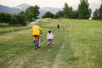 Cyclist on a meadow. Slovakia