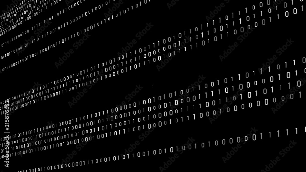 Fototapete Abstract Technology Binary code Background. Computer Code. Digital flow. Big data and programming hacking. 3D rendering.