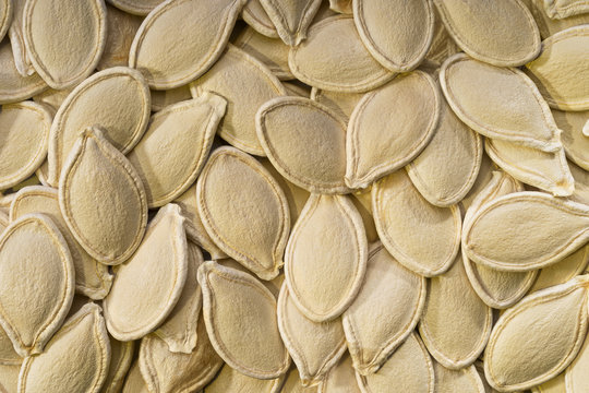 Organic  Pumpkin  Seeds, Close- Up, View From Above