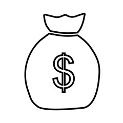 Money bag line icon. Sack or bag with dollar sign. Vector Illustration