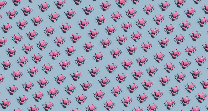 Crab on blue background.