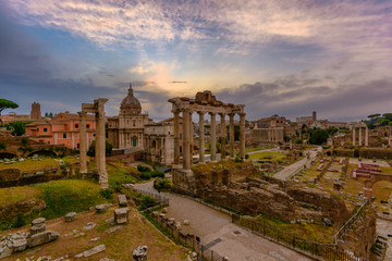 Fototapeta na wymiar Roman forum on a cloudy day