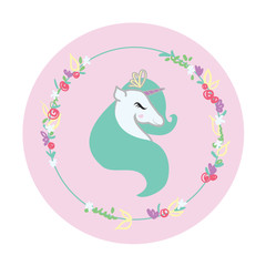 Unicorn illustration flat design isolated cute and girly