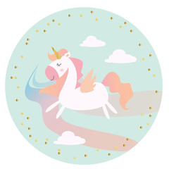 Unicorn illustration flat design isolated cute and girly