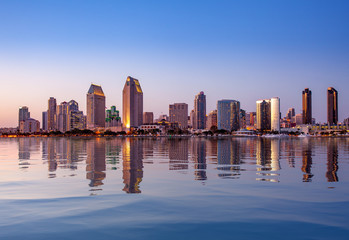 San Diego Skyline at sunset from Coronado - obrazy, fototapety, plakaty