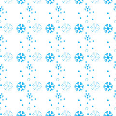 Snowflake seamless pattern. Snow on white background. Abstract wallpaper, wrapping decoration. Symbol winter, Merry Christmas holiday, Happy New Year celebration Vector illustration