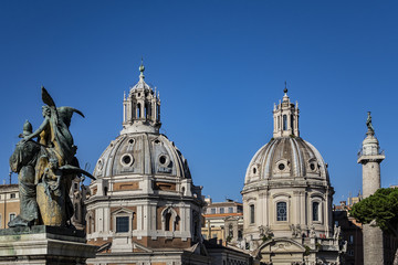 Fototapeta na wymiar 16th-century Church Santa Maria di Loreto at Trajan Forum in Rome, Italy.