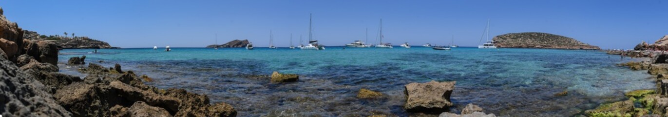 Panoramic view of Conta Beach in Ibiza