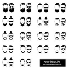 Set of mens hairstyles, beards and mustaches