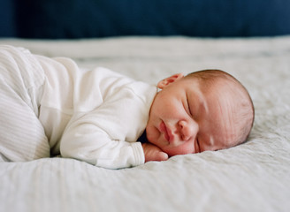 Newborn Baby Boy on Bed