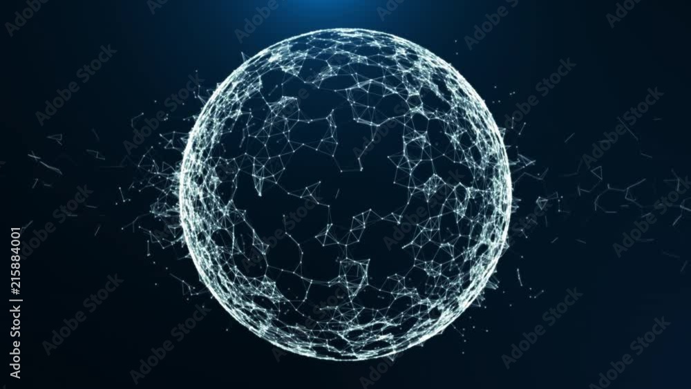 Poster blockchain network connection in digital cyberspace. financial or social abstract background animati
