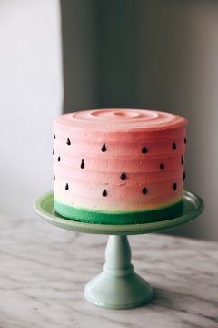 Watermelon theme cake on cakestand