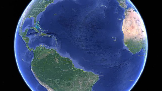 Grenada with flag. 3d earth in space - zoom in Grenada outer, created using ultra high res NASA