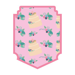 elegant frame with flowers and cake pattern pattern vector illustration design