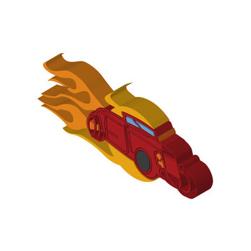 Hot Rod Isometric Right Top View 3D Icon