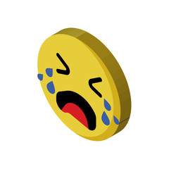 Crying emoji isometric right top view 3D icon